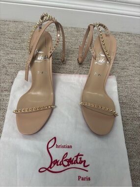 New Red Sole Blush Nude Spike-Strap Sandals size 37 Designer inspired